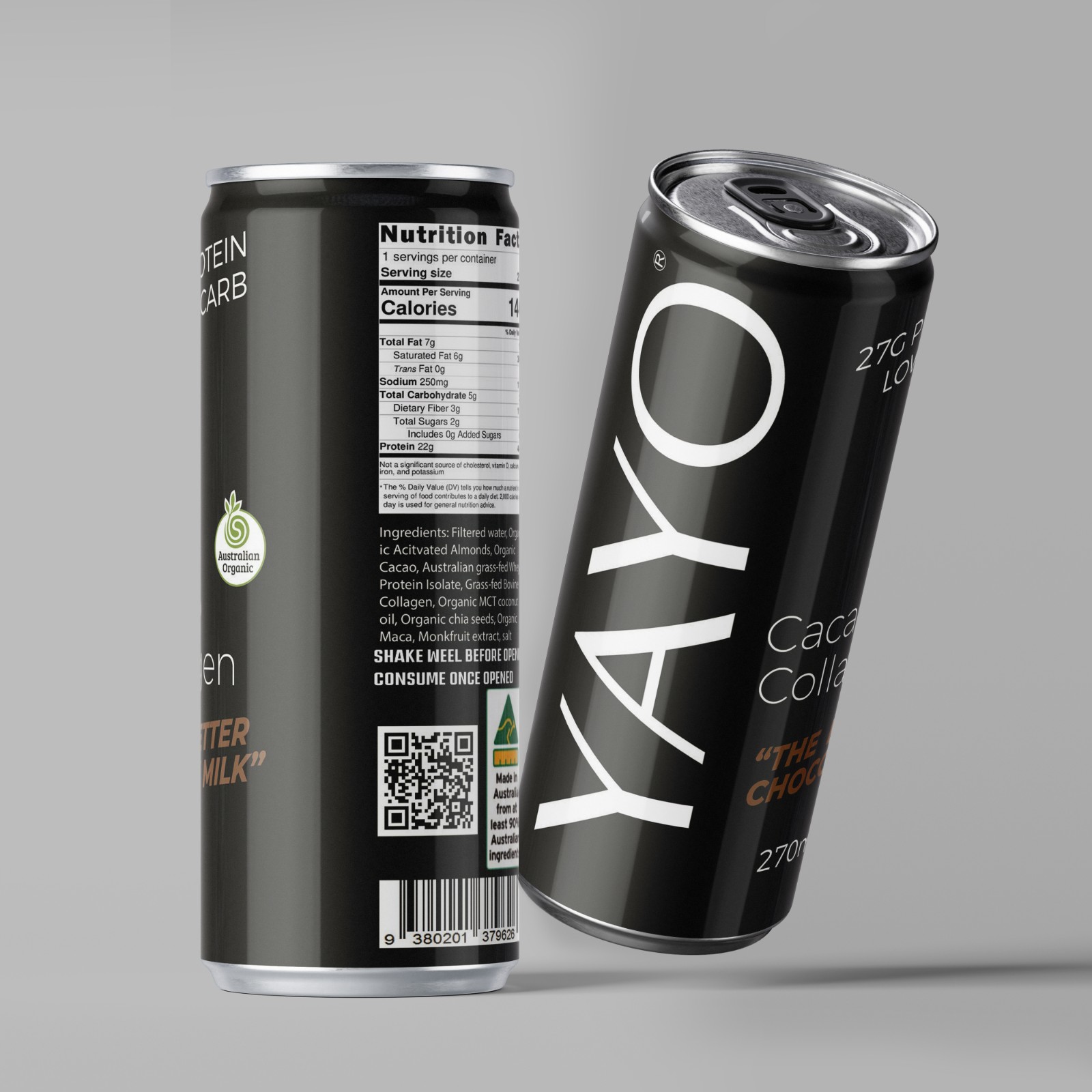YAYO Cacao Collagen cans